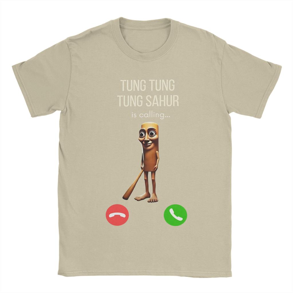 T-Shirt Sommer Tung Sahur Ruft Lustiges Angeln Gehirnfäule Meme T-Shirts Baumwoll-T-Shirt für Erwachsene YK Kurzarm Oberteil T-Shirts