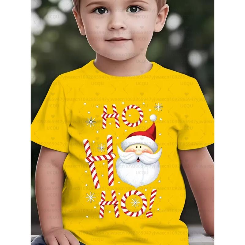 Boys' Christmas & Summer Short Sleeve T-Shirt Santa Claus Cartoon Print Christmas Girl's Men's Women's T-shirt Tops