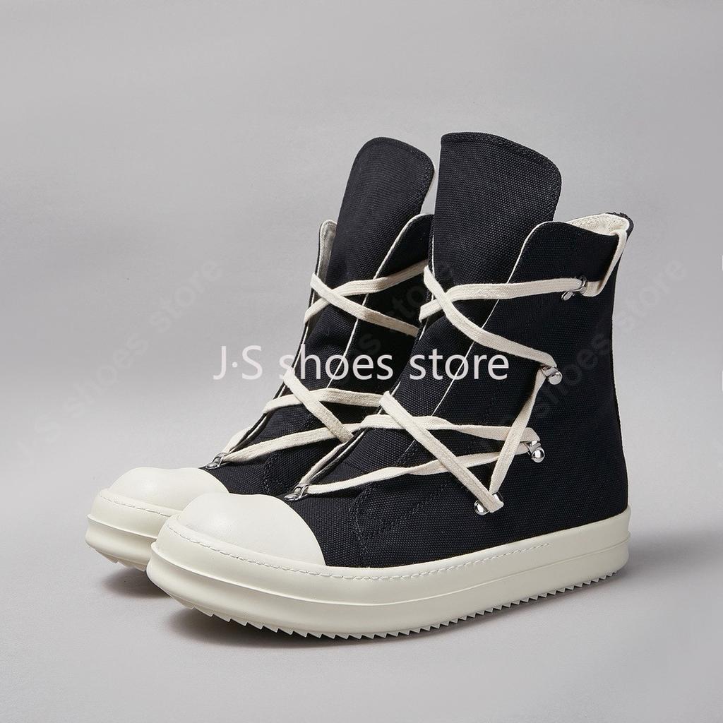 R-o Luxury Sneakers Black Canvas Boot High Top Shoe Men Casual Shoes Classic Design Zipper Women Sneaker Thick-Sole Ankle Boots