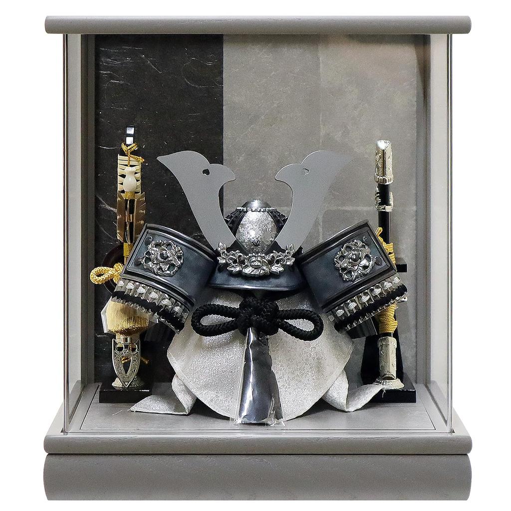 May Doll Display Acrylic Display Large Kuwagata Lion Black with Silver and Gray 28cm W x 23cm D x 32cm Panoramic Display WG0715 Case, Samurai, Helmet,