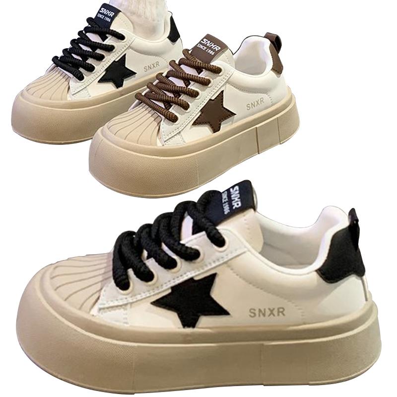 White Shoes Women's Casual Sneakers for Women Vintage Fashionable Lightweight Leather Spring Autumn Student Shoes