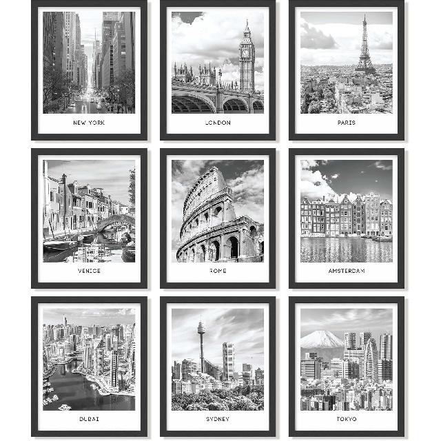 97 Decor Black White City Wall Art Print - Cityscape Pictures, Famous Architecture Landscape Artwork Wall Decor, an Buildings Poster, New York