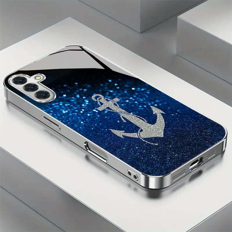 Creative anchor hook pattern glass phone case suitable for Samsung Galaxy S26 S25 S24 S22 S21 S20 FE/Ultra/Plus anti drop