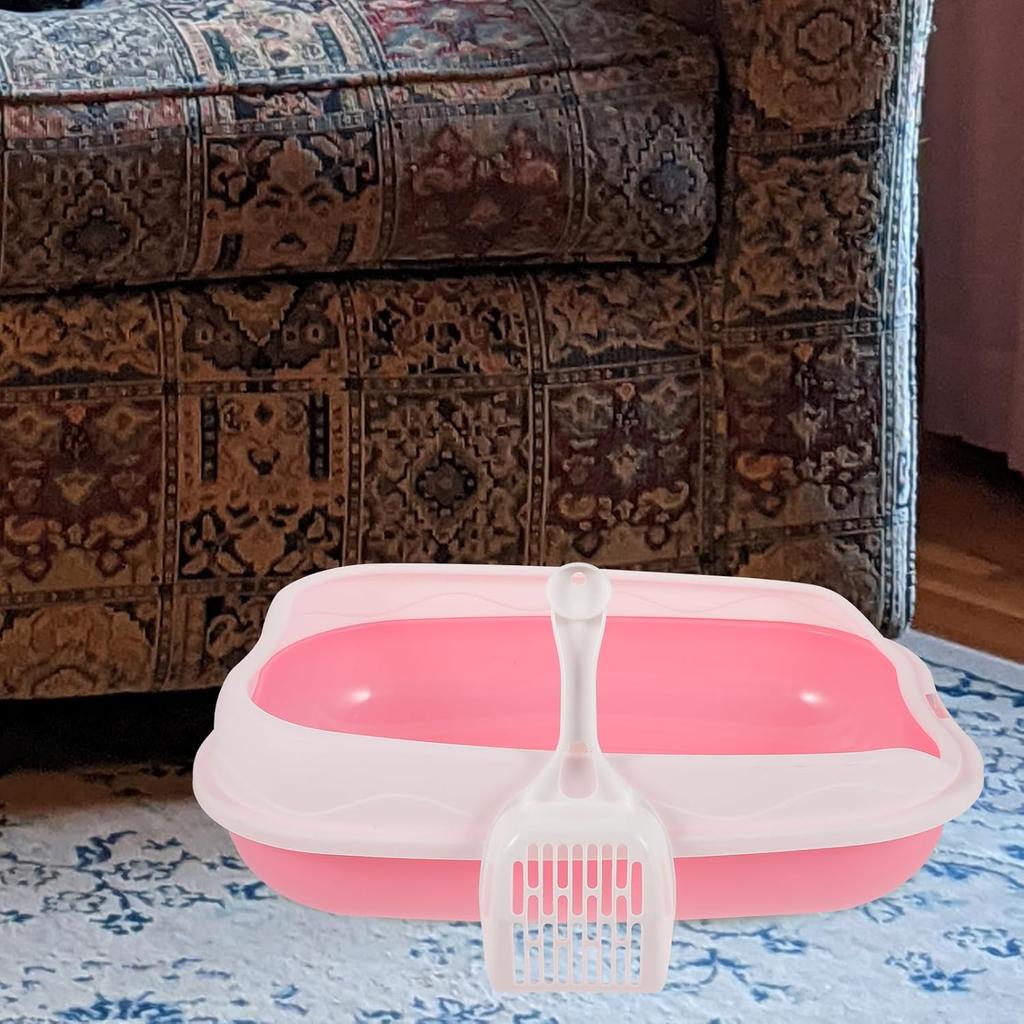 Mipcase 1 Set Cat Litter Box Pink Plastic Kitten