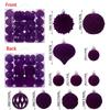 48-Piece Set: Flocked Christmas Balls in Army Green & Wine Red (4/6/8cm) Ornaments