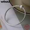 WOSTU 925 Silver Chain Bracelet Original Bangle For Women Fit Authentic Charms Beads Fashion Jewelry Making Bracelet