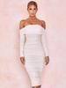2025 Europäisches und Amerikanisches Damen Unifarbenes Off-Shoulder Schmal geschnittenes Partykleid