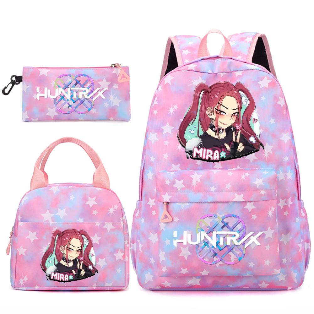 3Pcs/set Cute Kpop Printed Backpack Handbag Pencil Case for Teenger Student Girl Boy Schoolbag Kid Bookbag Large Capacity Travel Bag Gift Mochila