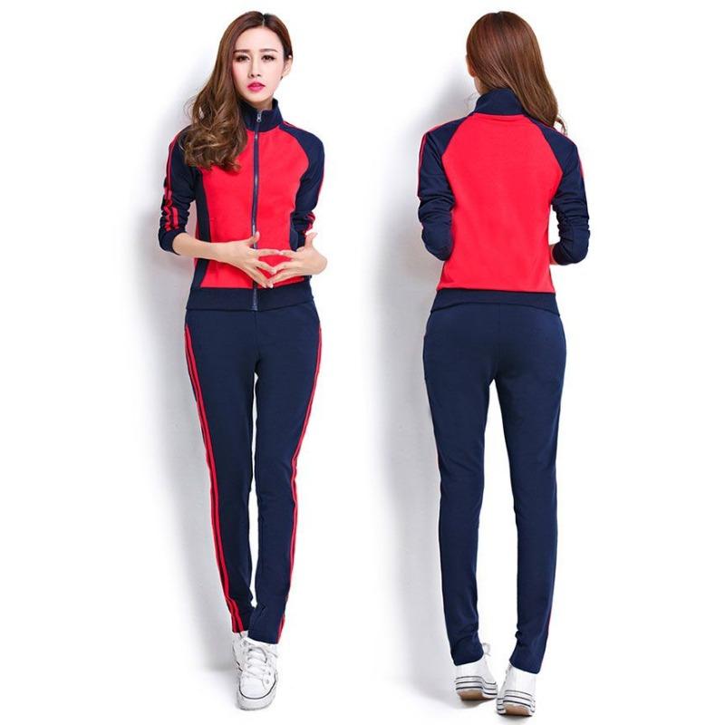 Premium Dam Sportkläder Vår Höst Casual Löparkläder Koreansk Stil Lös Passform Tvådelad Moderiktig