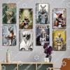 Funny Toilet Tin Sign Vintage Metal Poster Rabbit Raccoon Cat Dog Metal Plates Retro Wall Decor for Cafe Bathroom Home