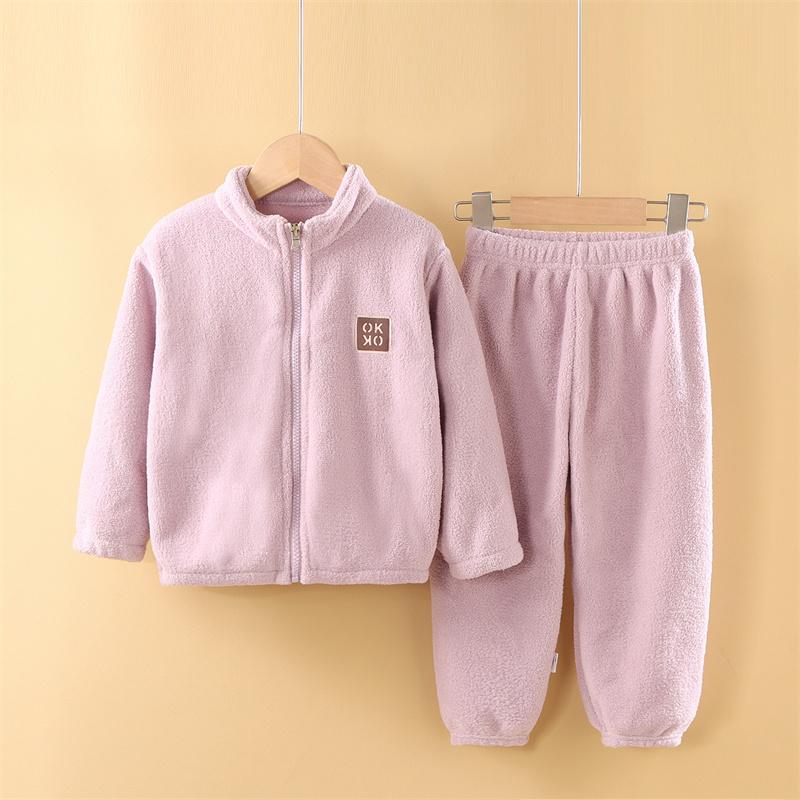 2pcs Kids Clothes Warm Fleece Thick Baby Clothes Girl Boy Loungewear Hooded Sweatshirt+Pants School Uniform Outfit