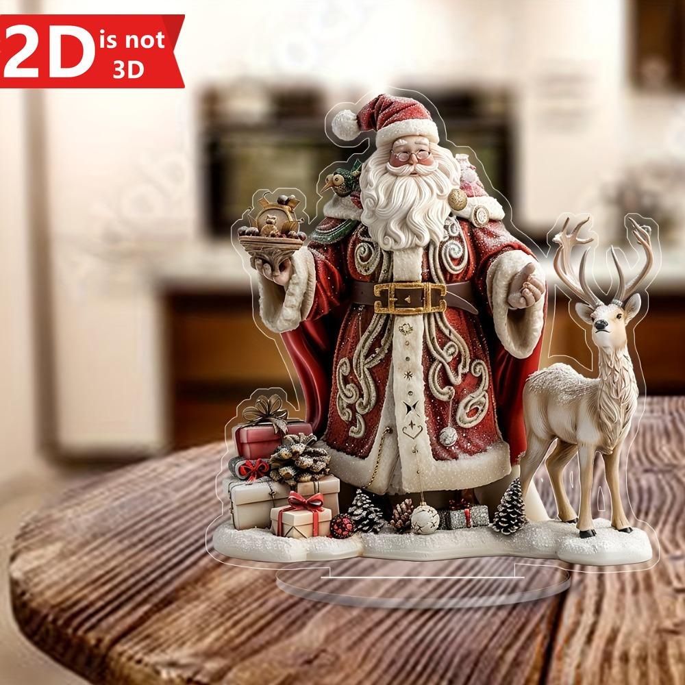 2D Bohemian Ice & Snow Santa Tabletop Decor. Creates a Rich Christmas Atmosphere for Desktop & Office.