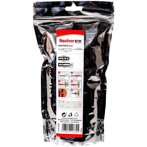 Fischer DuoPower Plugs, 6x30, 240-Pack, 536382