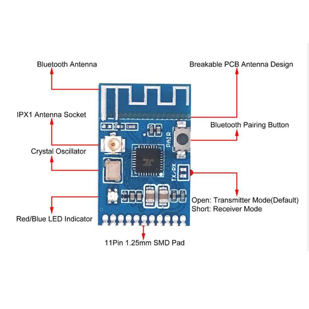 KCX_EMITER Bluetooth-Compatible 5.3 Module Audio Transmitter Module Stereo GFSK Transceiver Earphone Board Stereo Module