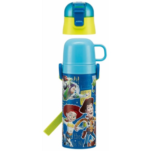 Skater Kids' 2-Way Stainless Steel Water Bottle with Cup, Toy Story 19 Disney Design, 430ml (SKDC4)