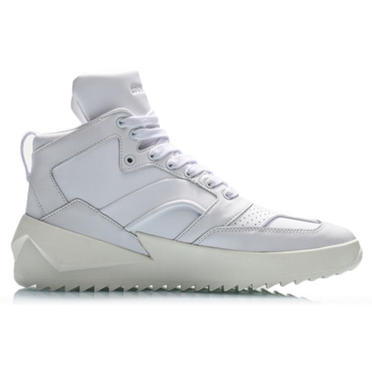Li Ning CF Gold Age 2000 Amorti Antidérapant Résistant à l'abrasion Montantes Chaussures de Sport Décontractées Homme Blanc AGCQ133-1