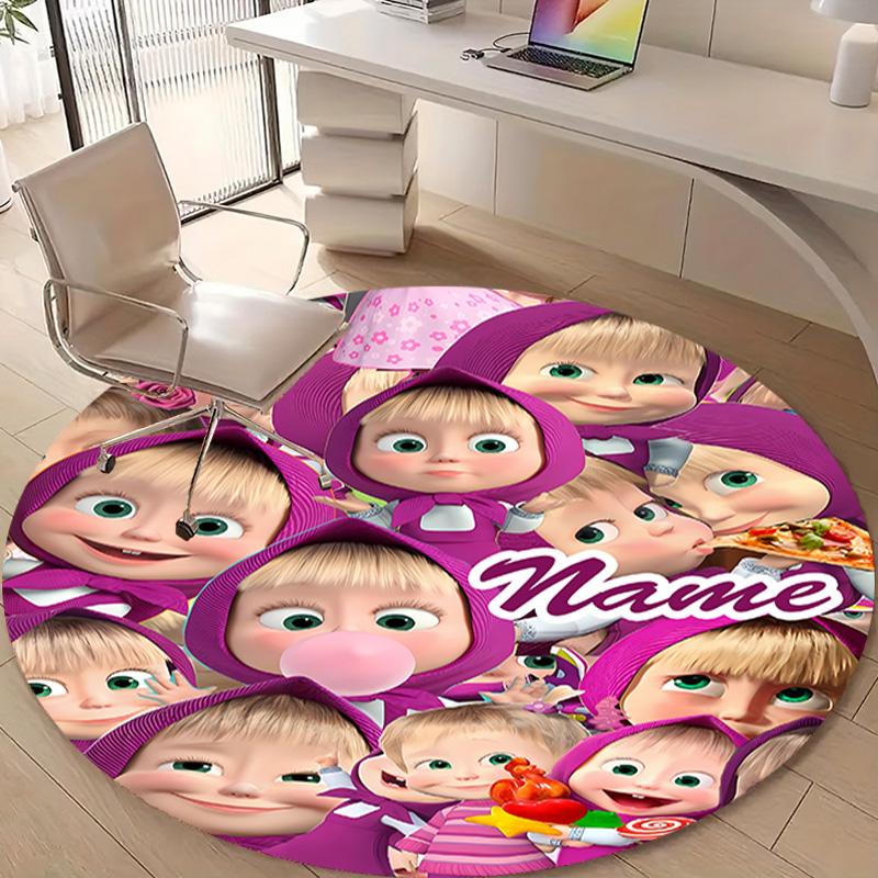 Personalized M-Masha and the Bear Round Chair Office Rug - Perfect for Mat, Office Chair & More - Ideal Gift for Birthdays and Holidays