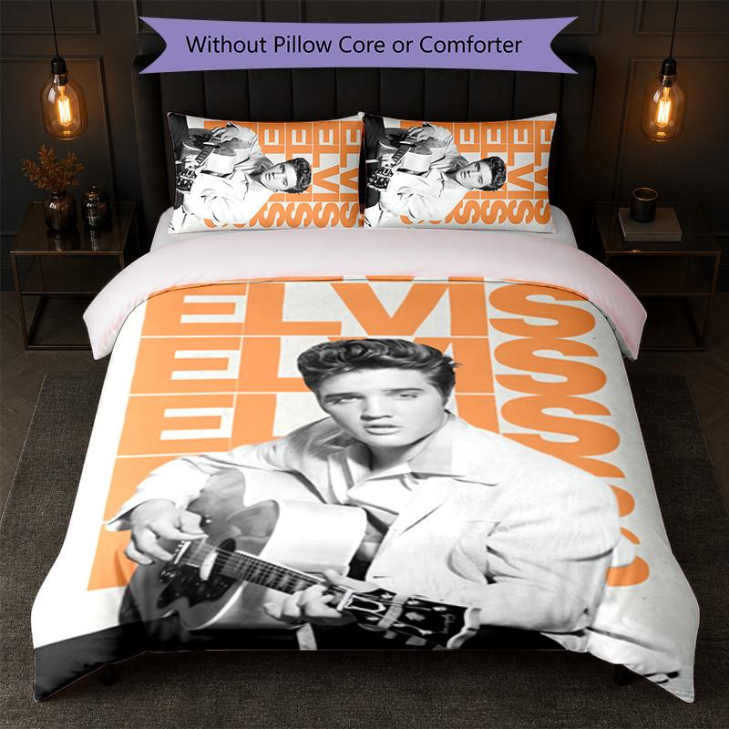Elvis Presley Print 3Pcs Duvet Cover Set 1 Duvet Cover and 2 Pillowcases Soft Bed Linen For Household Bedroom