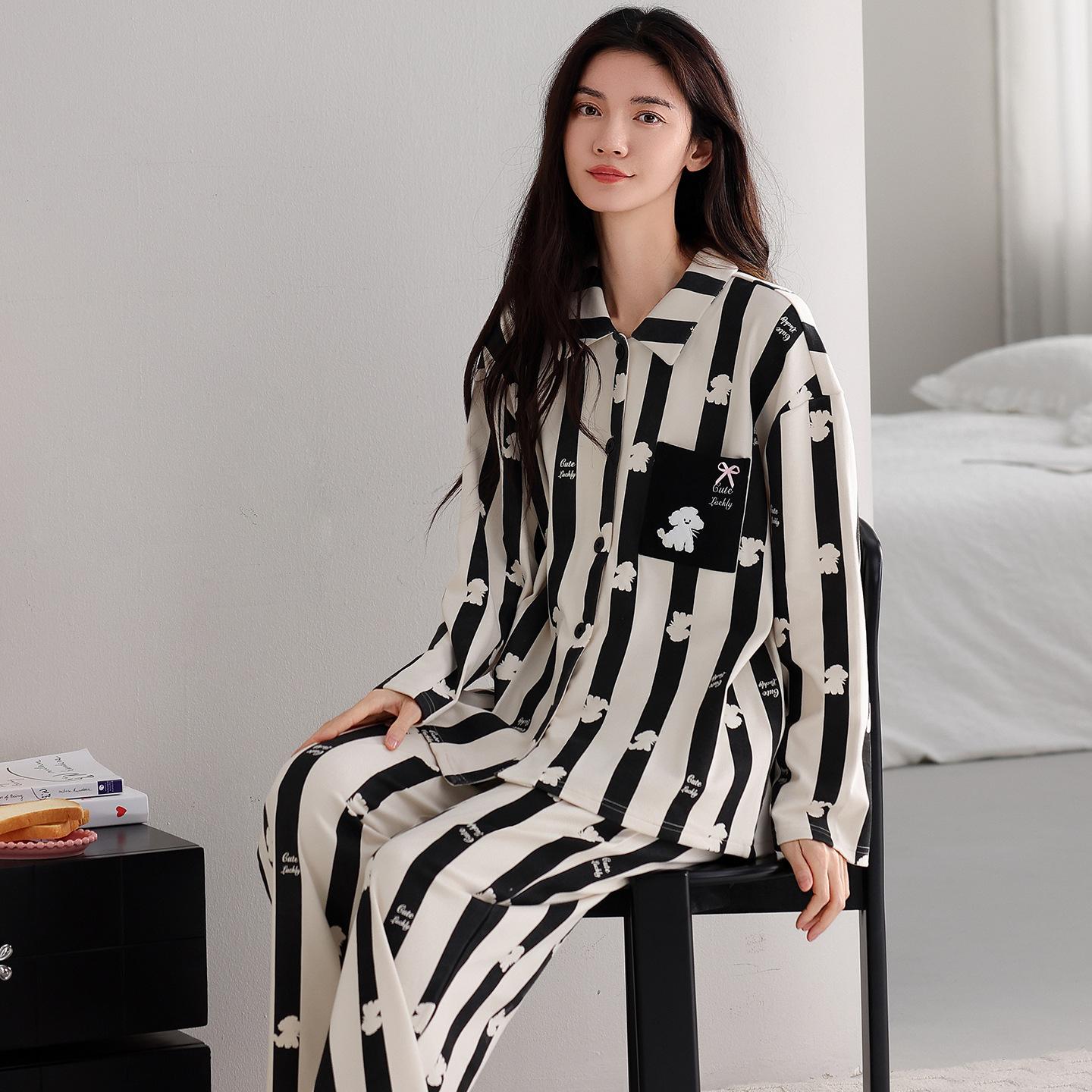 

German Velvet Pajamas Women S Autumn And Winter Warm Long-Sleeved Cartoon Women S Spring And Autumn Thin Velvet Loungewear Set 2XL
