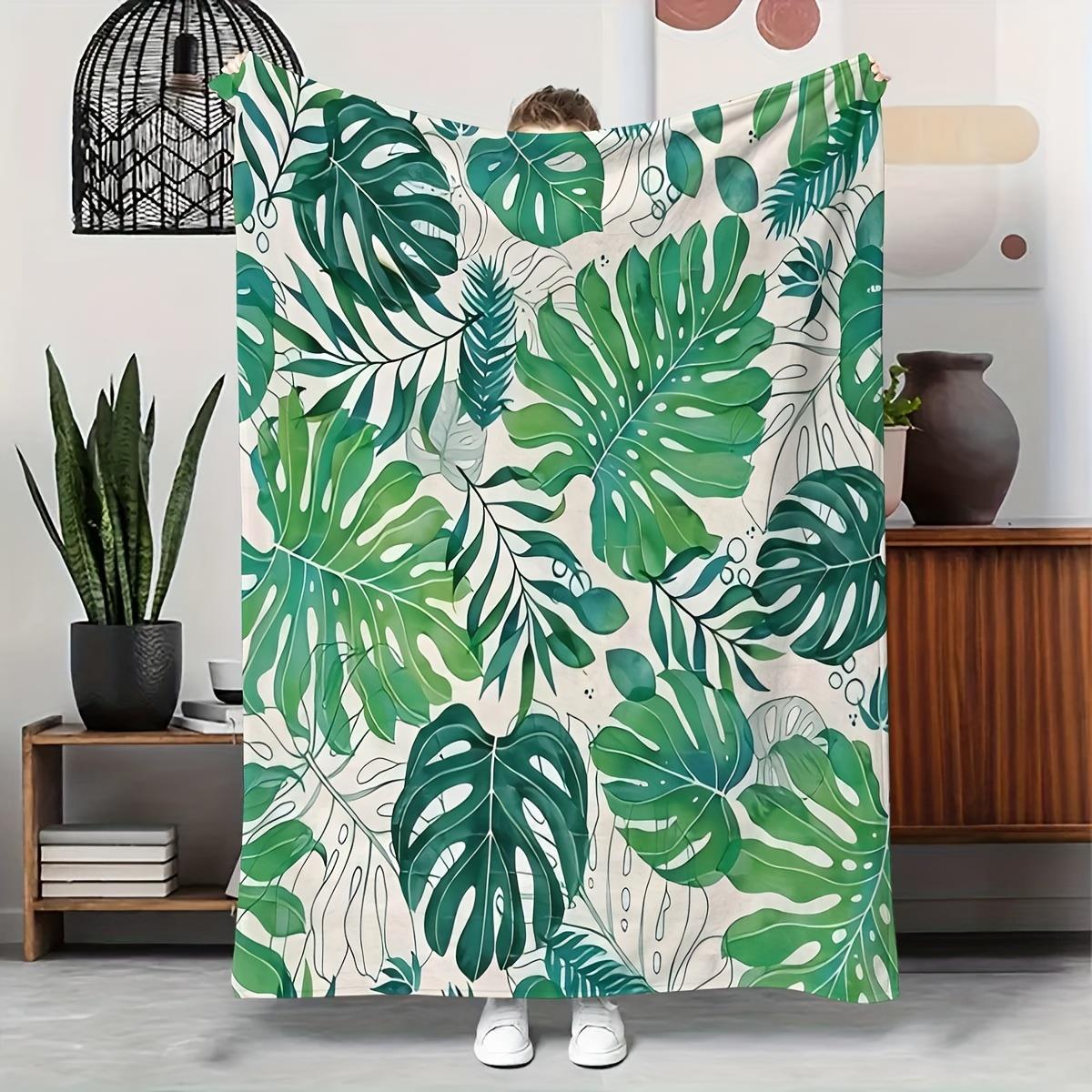 

Tropical Leaves Fleece Blanket Monstera Plant Pattern Soft Cozy Throw Home Decor for Living Room or Bedroom Gift for Plant 70x100cm28x39in
