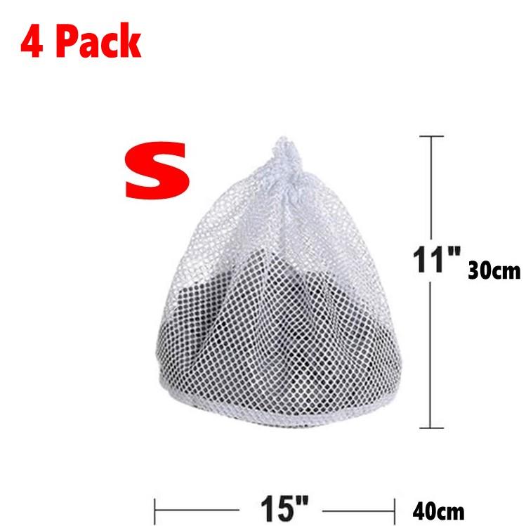 4 Pack Mesh Laundry Bag - Machine Washable Drawstring Design Travel Wash Bag for Blouses, Hosiery, Stockings, and Underwear