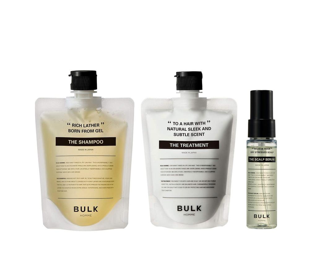 Bulk Homme Men's Shampoo & Treatment & Scalp Serum Hair Care 3-Piece Set
