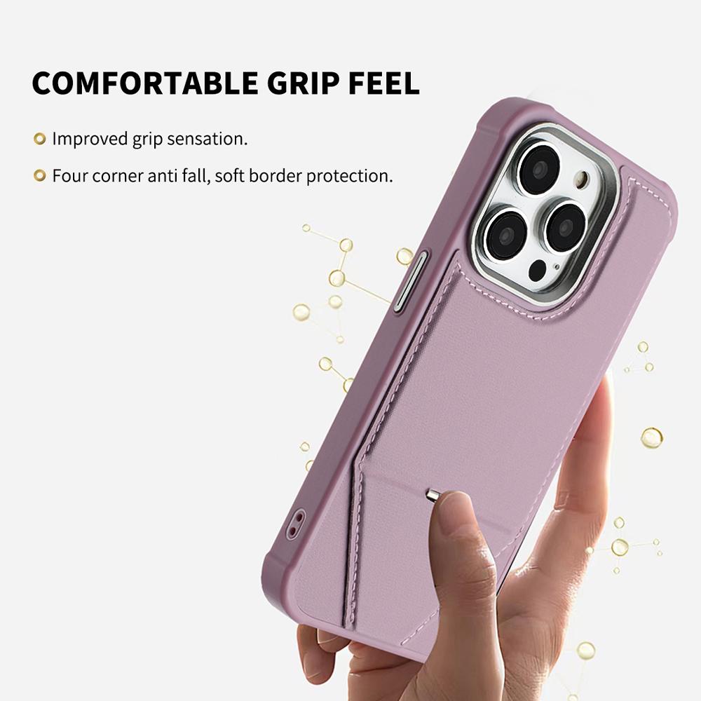For iPhone 15 Pro Max Case Compatible with MagSafe Kickstand TPU + PU Leather Phone Cover