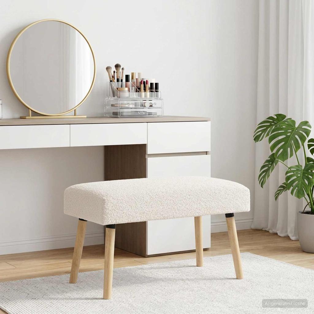 Bench Uni Cream 80 X 40 X 46 Cm Boucle