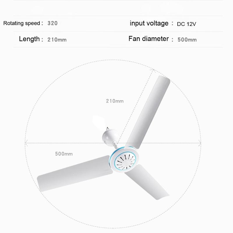 12V Mute Ceiling Canopy Fan Camping Tent Hanging Fans for Outdoor BBQ
