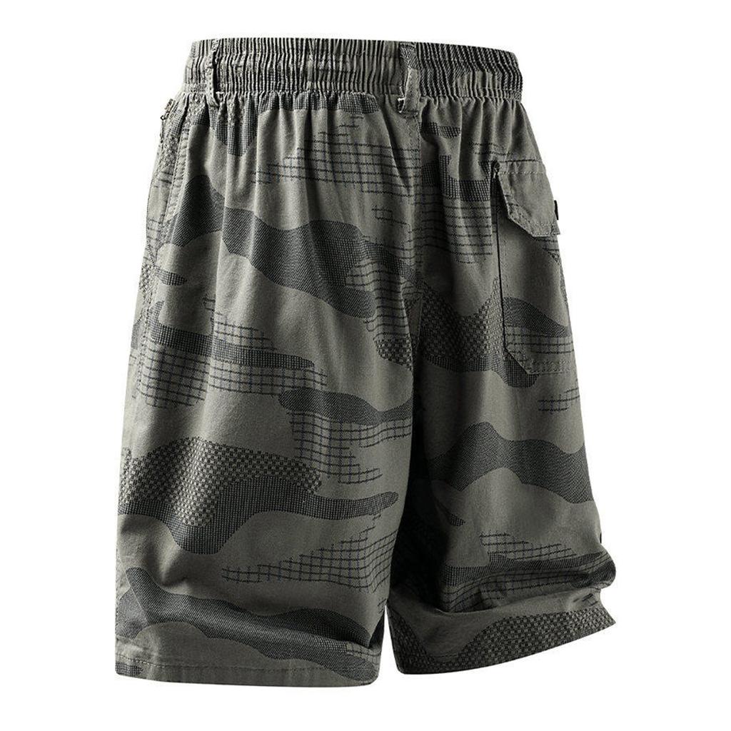 Men Drawstring Waist Relaxed Fit Shorts with Zipper Pockets Lightweight Breathable Casual Camouflage Pattern Shorts for Summer
