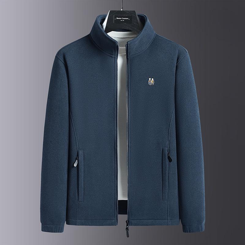 Men's Lambswool Fleece Jacket - Autumn/Winter Velvet Lined, Thick Warm Outerwear for Middle-Aged & Elderly.