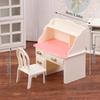 1Set 1:12 Dollhouse Miniature Writing Desk Chair Study Table Furniture Model Study Room Decor Toy Doll House Accessories