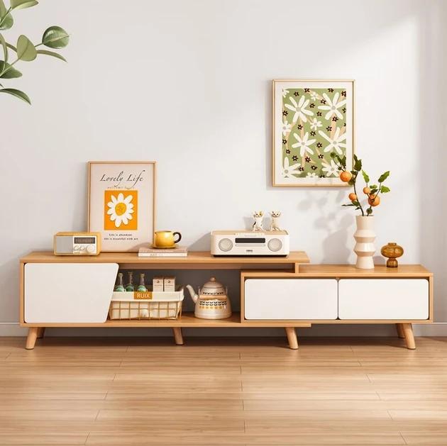 MDF Living Room Media Console – Adjustable Shelf Storage Cabinet TV Stand