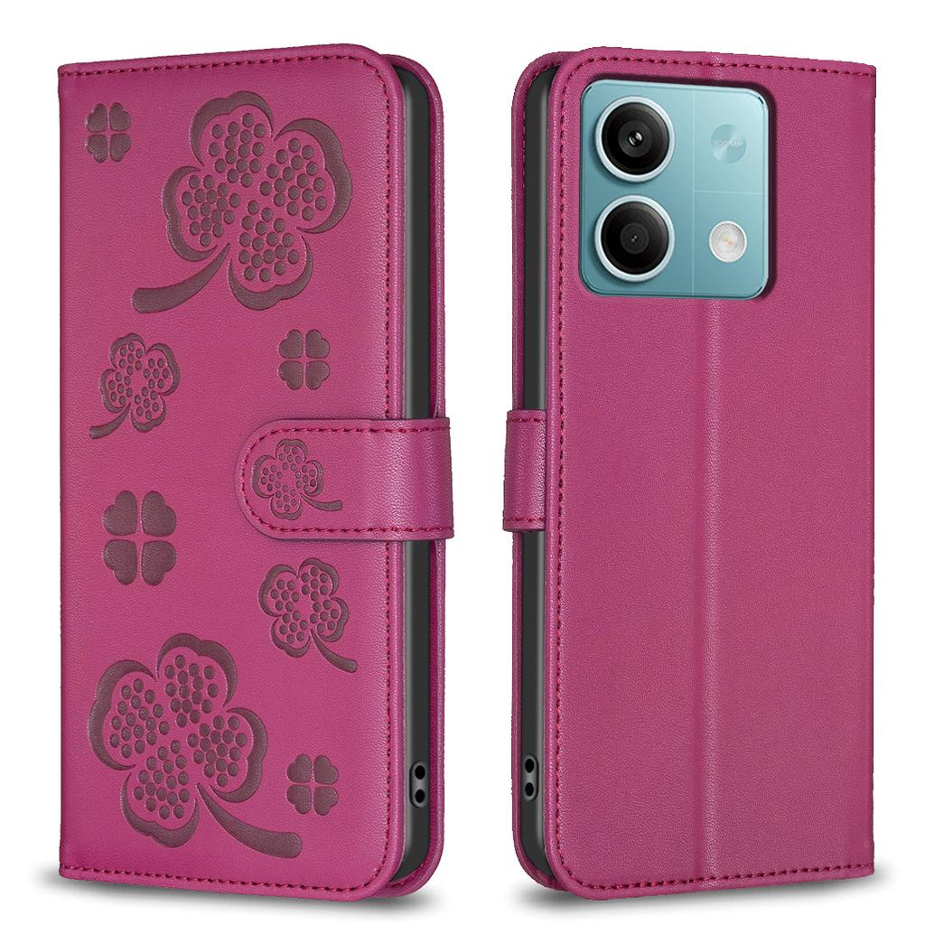 For Xiaomi Redmi Note 13 5G PU Leather Cover Four Leaf Clover Flip Wallet Phone Case