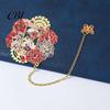 Vintage Bookmark Retro Flower Clock with Chain, Metal Decorative Book Mark for Reading Women, Aesthetic Page Marker, Bookish Gift Birthday Christmas