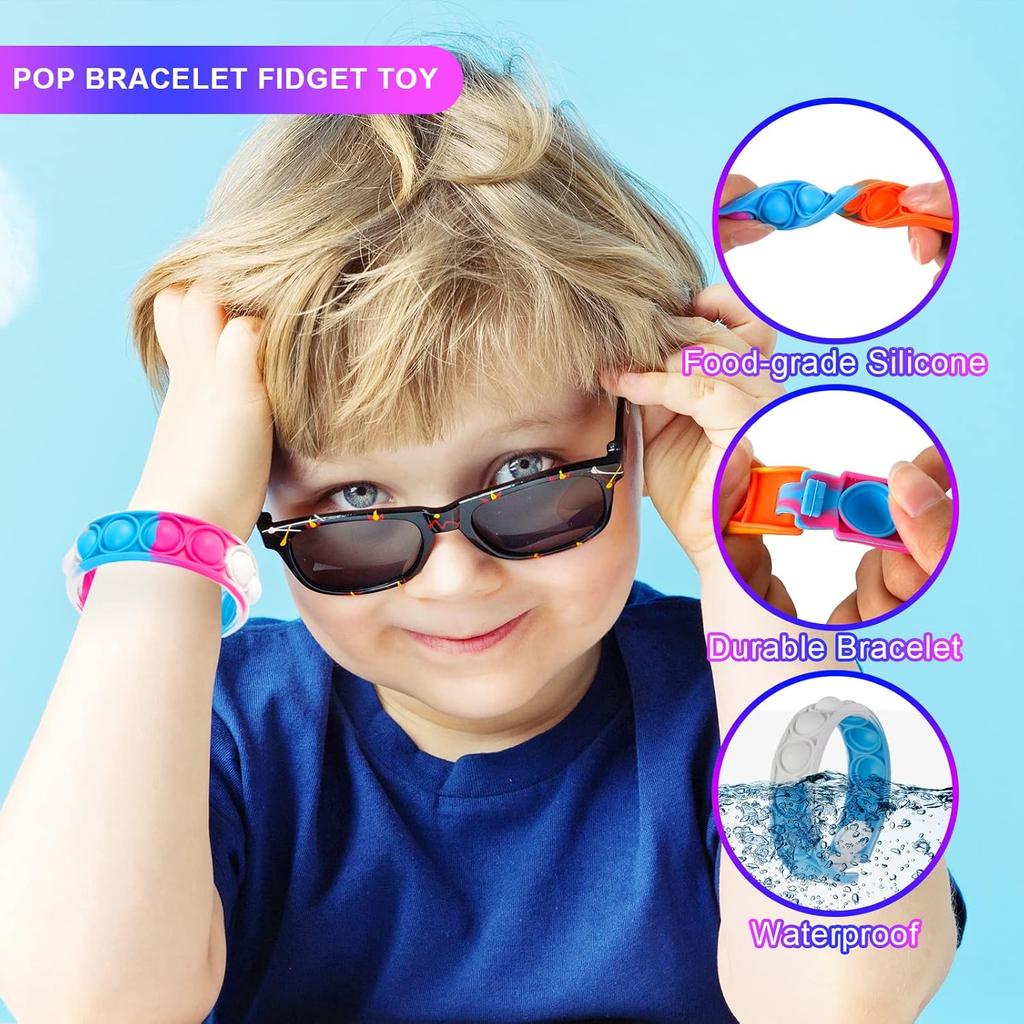 12/24/36Pcs Pop Bracelet Fidget Toy, Wearable Fidget Bracelets Push Poping Bubble Sensory Toys Stress Relief Finger Press