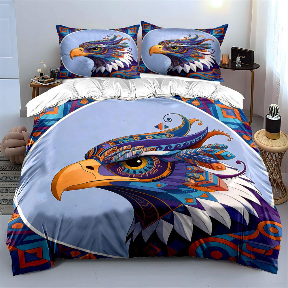 Colorful Eagle Art Decor Set Soft Comfortable Duvet Cover Bedding Set Included 1*Duvet Cover & 2*Pillowcases, Gift