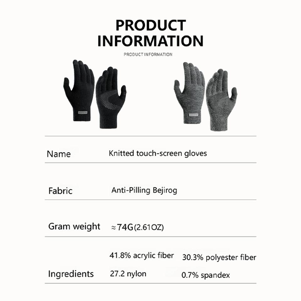 Loogdeel Men Winter Fleece Gloves Non-Slip Touch Screen Acrylic Soft Thick Knitted Warm Cycling Office Gloves