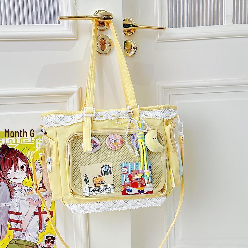 Japanese Style Transparent Anime Badge Tote - Cute Shoulder Crossbody Bag for Women & Students