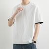 Retro Round Neck Solid Color Short Sleeve Men's Breathable Loose T-shirt Top