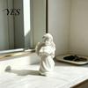 Desktop Ornament Ornament, Angel Design Sculpture with Curly Hair Texture And Layered Festival Gift Wings, 3D Printed Decorative Figurine for