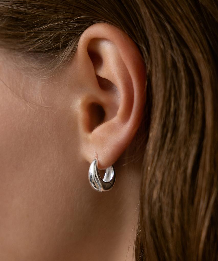 Tatiana (Silver 925) Volume Drop Hoop Earrings Ec3225 Size L