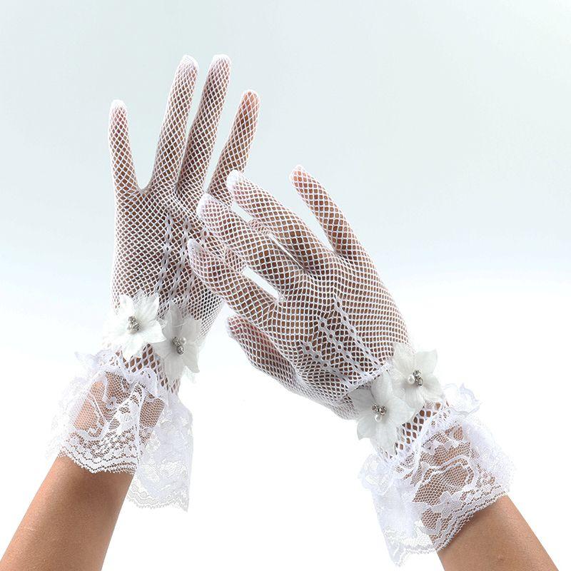 

Female Socialite Warlord Cheongsam Accessories Performance Lace Gloves White-fishing net lace [flower piece]] One size