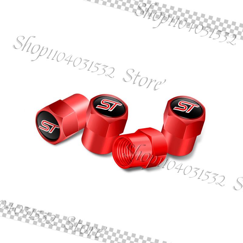 4Pcs/Set ST Logo Emblem Car Styling Wheel Tire Valve Caps Dust Covers For Ford Focus MK2 MK3 Fiesta Mondeo Kuga Accessories