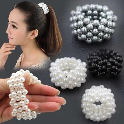 1PC Fashionable Pearl Hair Ties Beautiful Pearl Elastic Hairbands Handmade Headwear Woman Hair Accessories
