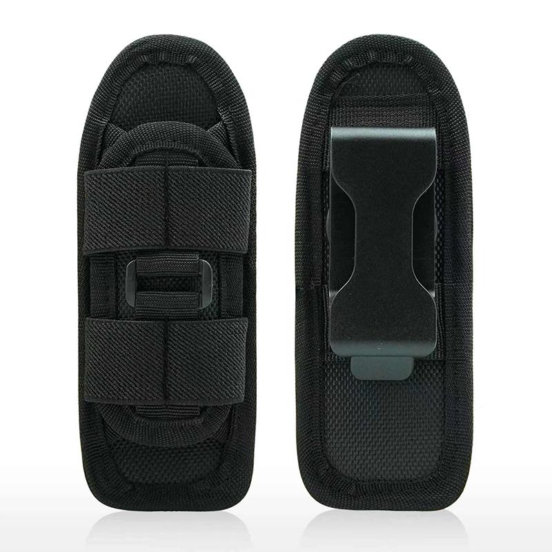 Small Duty Belt MOLLE Torch Holster, Open Top Tactical Flashlight Pouch with 360 Degree Rotation Clip for Outdoor Activities
