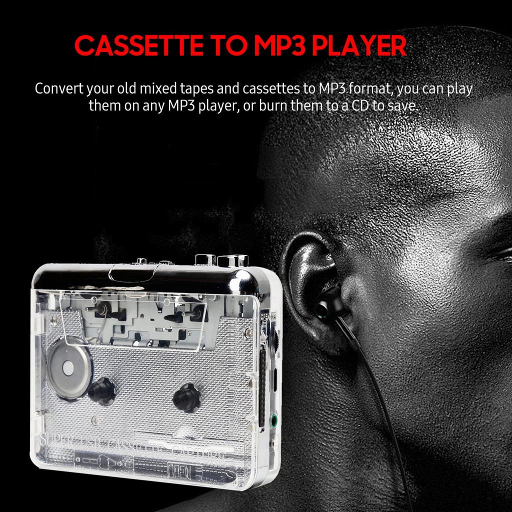Cassette to MP3 TON010 Portable Cassette to MP3 Player Mini USB Tape Player MP3 Converter with AUX Input CD Cassette Capture Audio Music Player
