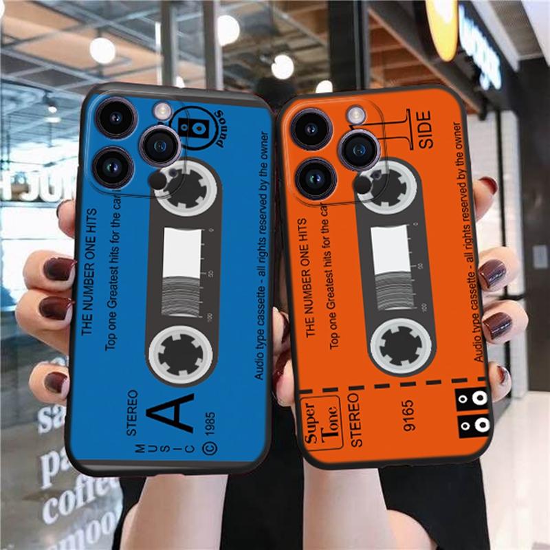Módní, vtipná, měkká pouzdra na telefon s retro vzorem pro iPhone 15 Pro 6 14 XS 13 Max XR 12 Mini 7 Plus X SE 8 11 TPU nárazuvzdorný černý kryt