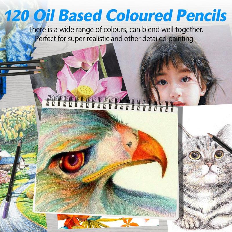 Oil Colored Pencil Set of 72/120,Iron Box Packaging Rich & Vibrant Colors,Blendable, Perfect for Beginner &Advanced Artists