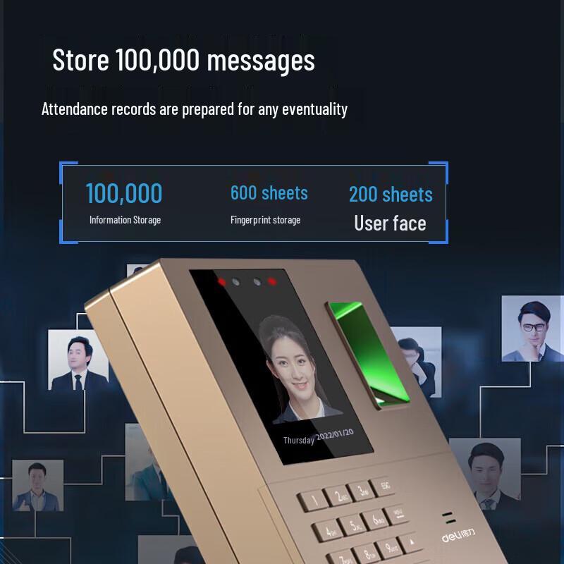 Deli Biometric Face & Fingerprint Time Clock